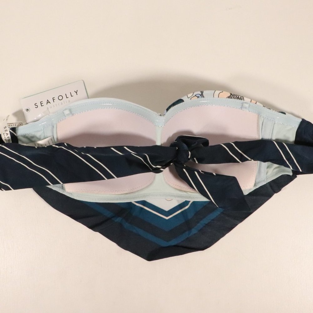 NWT Seafolly X Revolve Powder Blue Splendour Scarf Bandeau - Picture 6 of 10